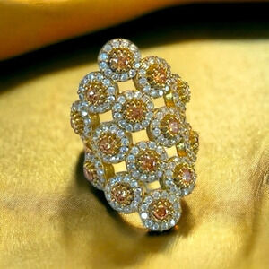 Rhinestone Sterling Silver Cocktail Ring